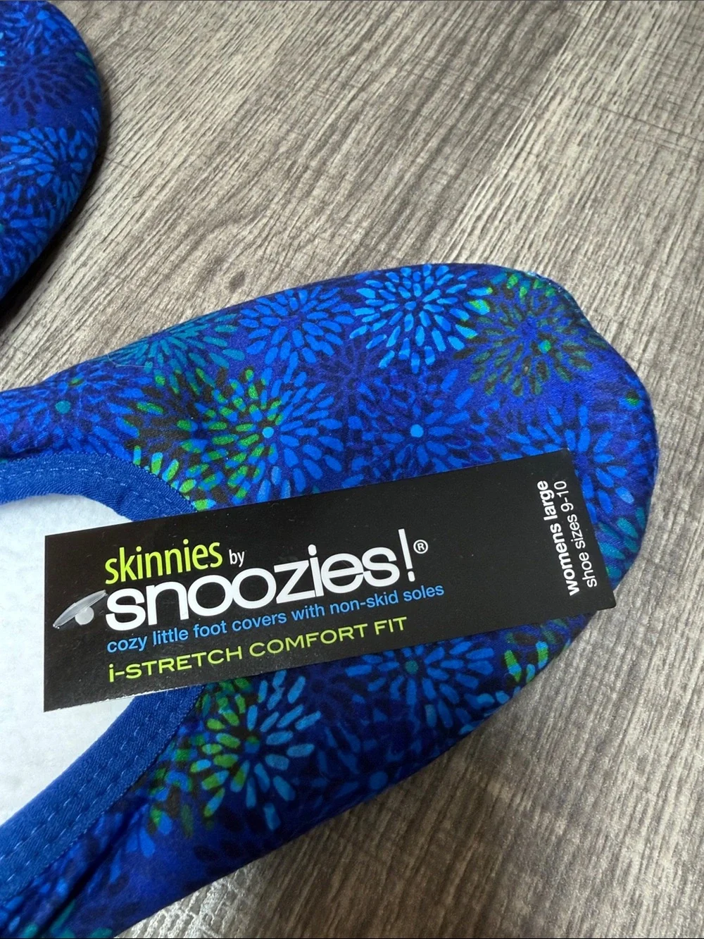 🍍5 for $30🍍 Skinnies by Snoozies Women Blue Foot Covers with Non-Skid Soles